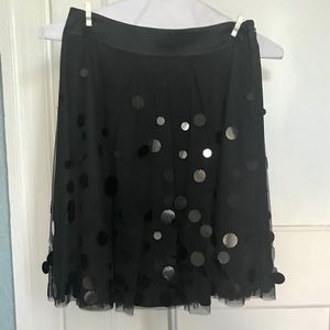 Ann Taylor black satin sequined skirt.